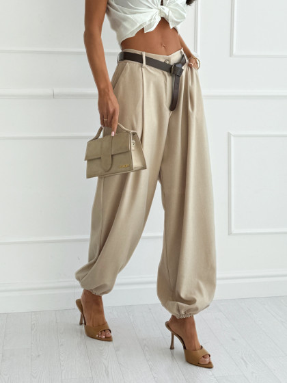 Spodnie SEMPRE NUDE z paskiem