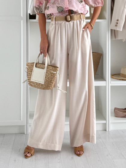 Spodnie wide VERSA beige z...