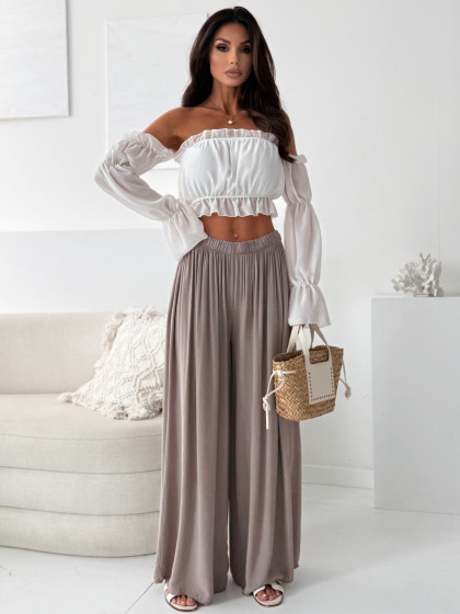 Spodnie wide VACAY fango