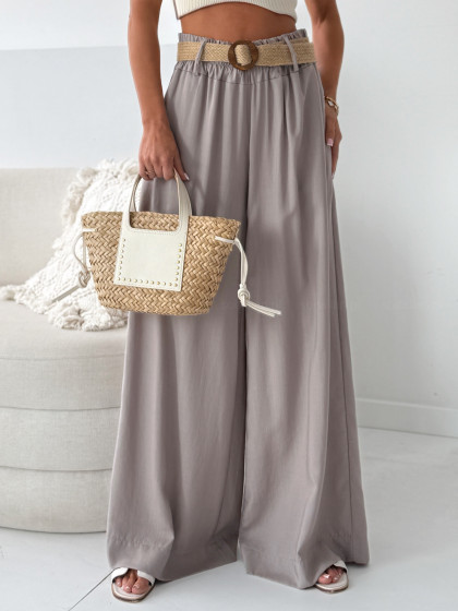 Spodnie wide VERSA fango z...