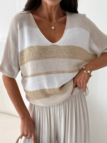 Bluzka MONACO beige/white/gold